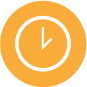 Time-off icon in orange features an image of a clock